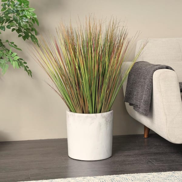 Litton Lane 36 in. H Onion Grass Artificial Plant with Black Plastic Pot