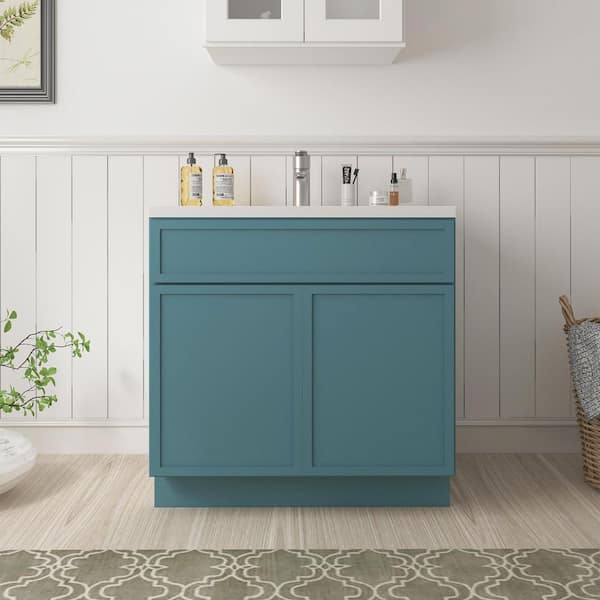 Vanity Art 36 in. W x 21 in. D x 32.5 in. H 2-Doors Bath Vanity Cabinet without Top in Sea Green (Unassembled)