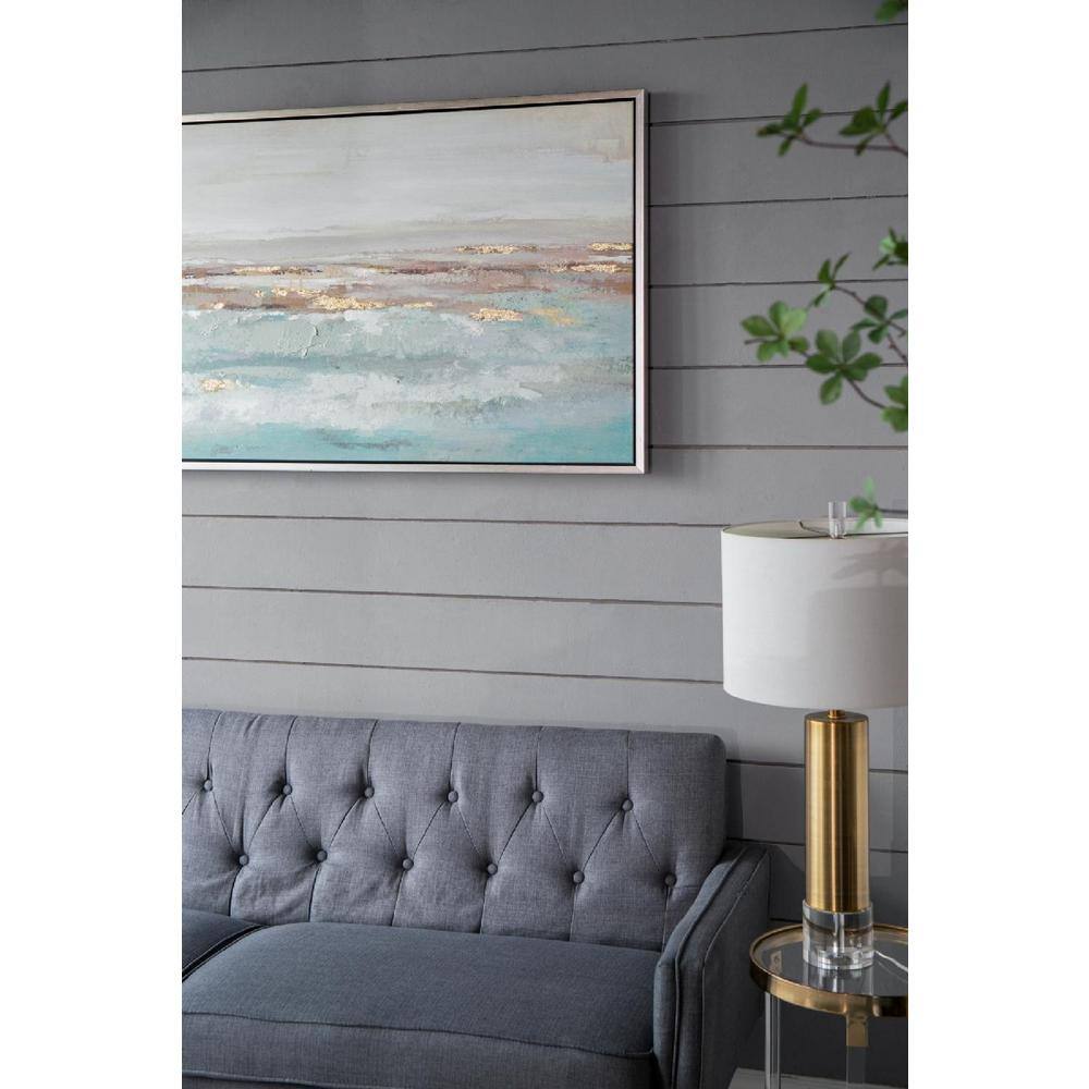 Ocean Day Blue and Gold Abstract Landscape Canvas Painting