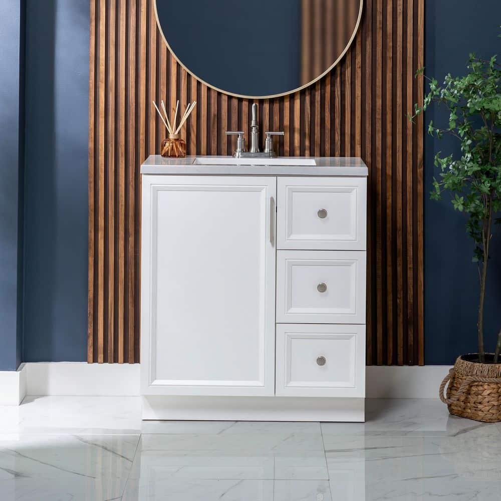 Glacier Bay Bannon 31 in. Single Sink White Freestanding Bath
