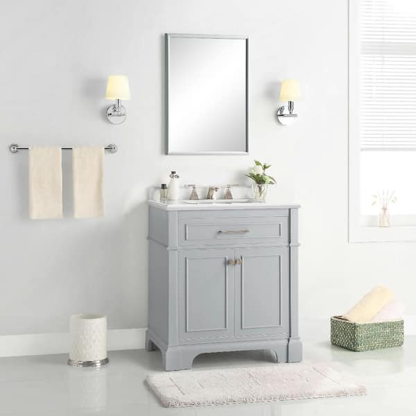 Home Decorators Collection Melpark 30 In W X 22 In D Bath Vanity In Dove Grey With Cultured Marble Vanity Top In White With White Sink Melpark 30g The Home Depot