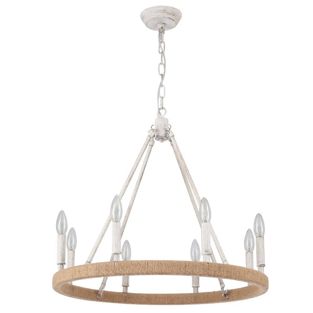 8-Light Light Gray Hemp Rope Candlestick Wagon Wheel Chandelier Hanging Linear Chandelier Lighting for Kitchen Island price history on PriceWatchPro