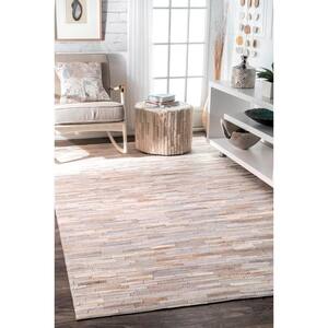 Clarity Patchwork Cowhide Beige 8 ft. x 10 ft. Area Rug