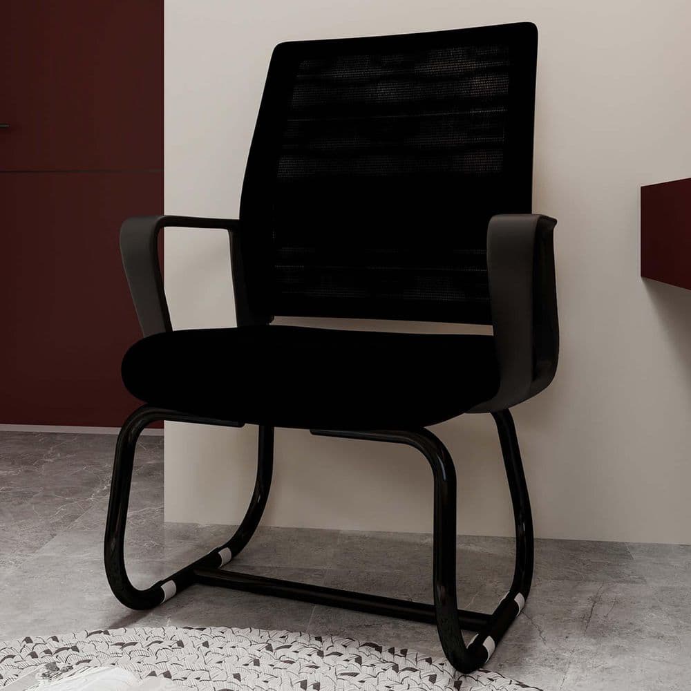 Black Metal Frame Modern Office Chair Upholstered Arm Chair Ergonomic Desk Chair Computer Chair for Home Office