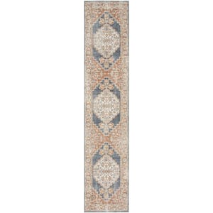 Astra Machine Washable Denim Multicolor 2 ft. x 12 ft. Distressed Traditional Runner Area Rug