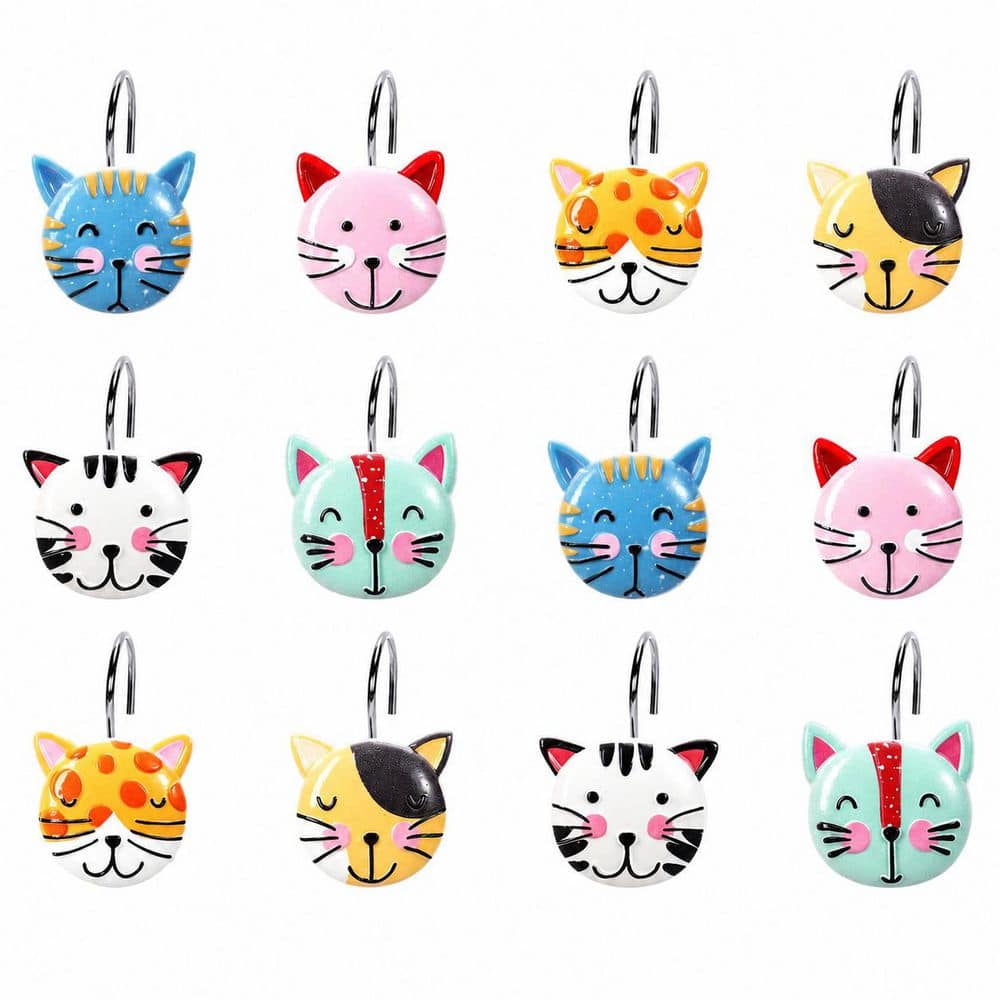 12-Piece Decorative Resin Cat Shower Curtain Rings in 6 Designs for Bathroom and Bedroom Decor 12Pcs price history on PriceWatchPro