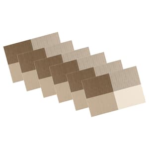 EveryTable 18 in. x 12 in. Coffee & Cream 4-Corner PVC Placemat (Set of 6)