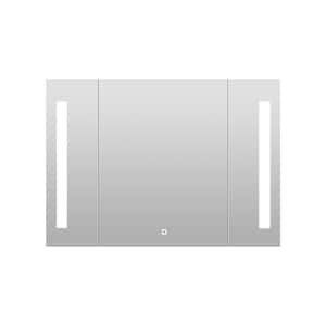 36 in. W x 26 in. H Rectangular Aluminium Recessed/Surface Mount 3-Door LED Medicine Cabinet with Mirror, Black