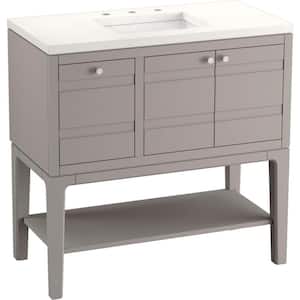 Hearthaven 36 in. W x 18 in. D x 36 in. H Single Sink Freestanding Bath Vanity in Mohair Grey with Quartz Top