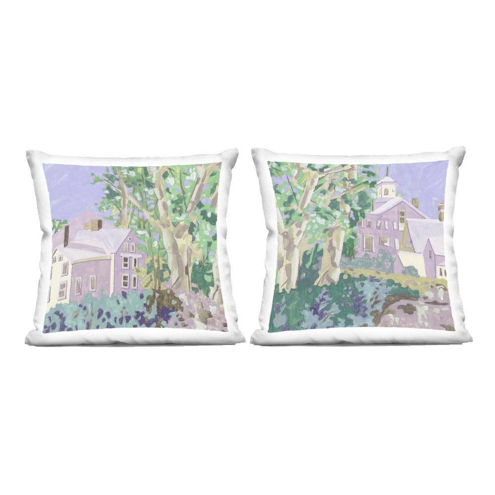 Quaint Scenic Houses Green Print Polyester 18 in. X 18in. Throw Pillow, Set of 2 price history on PriceWatchPro