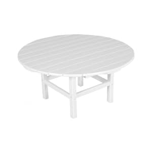White 38 in. Round Patio Conversation Table