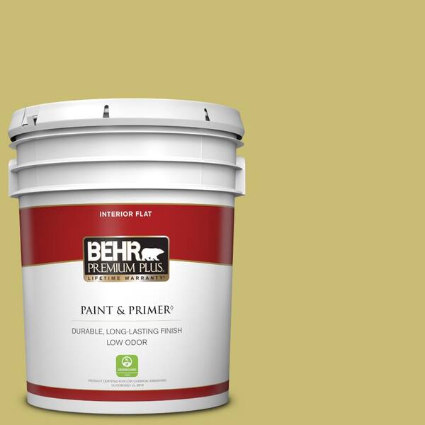 BEHR PREMIUM PLUS 5 gal. Home Decorators Collection #HDC-SP16-02 Pistachio Shortbread Flat Low Odor Interior Paint & Primer