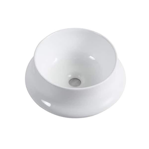 Amucolo 14.17 in. x 14.17 in. White Ceramic Square Bathroom Vessel Sink
