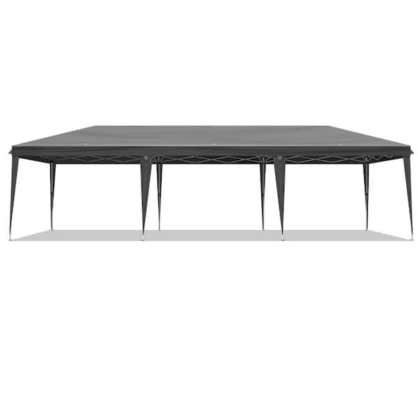 30 ft. x 10 ft. Dark Grey Straight Leg Pop-up Canopy with Sandbags and Roller Storage Bag