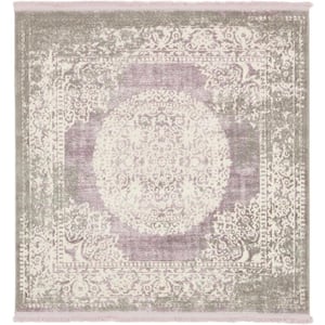 New Classical Olwen Purple 4' 0 x 4' 0 Square Rug