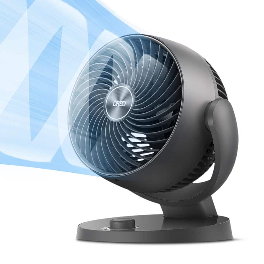 DREO 7 in. 3-Speed Air Circulator Desk Fan in Black with 70 ft. Airflow ...