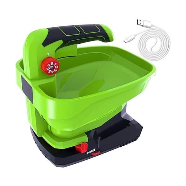 2.49 lb. Plastic Handheld Power Spreader for Grass Seed Fertilizer Rock Salt and Ice with USB Charging Cable