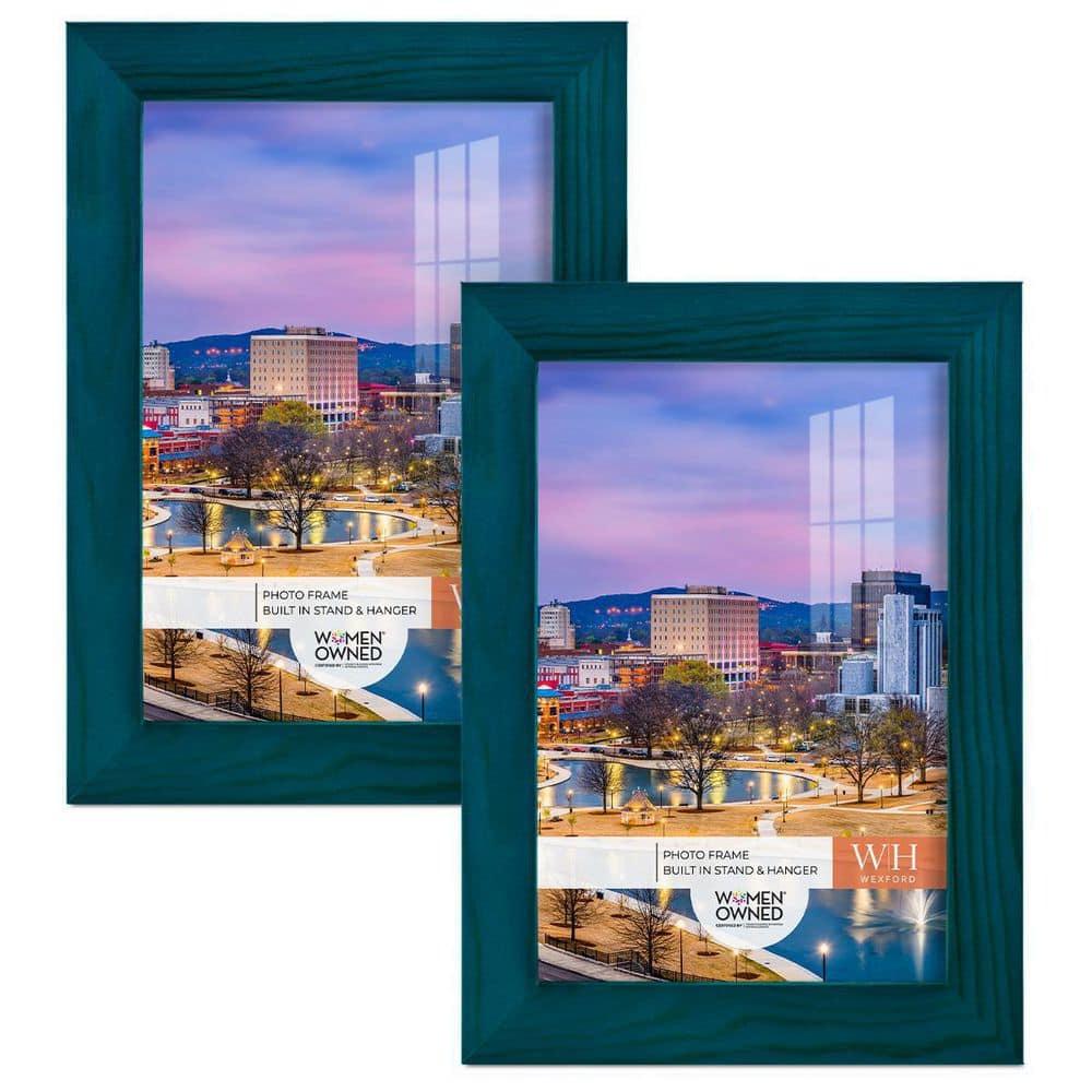 Wexford Home Woodgrain 5 in. x 7 in. Ocean Blue Picture Frame (Set of 2