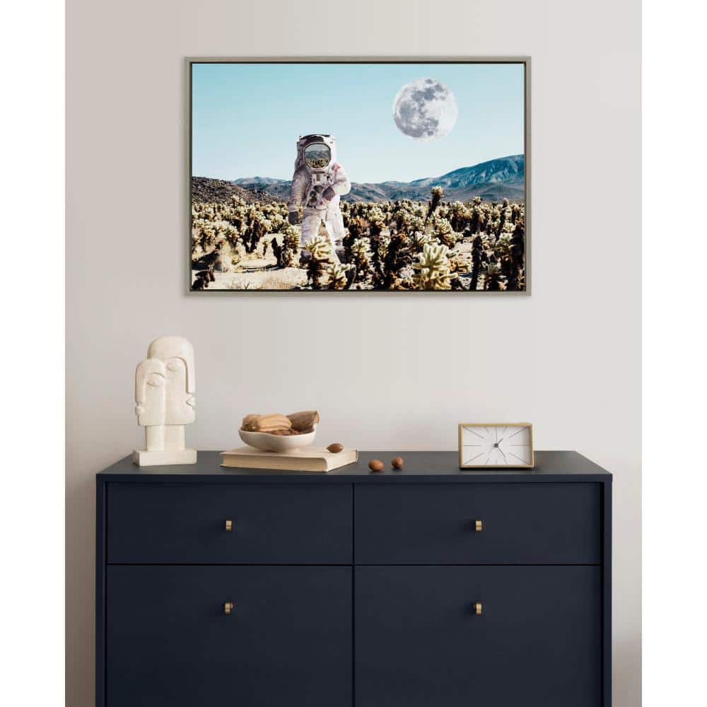 Gray Astronaut Desert Moon Canvas Print, 23 x 33