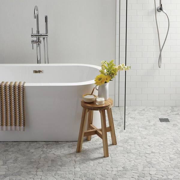 Daltile K-101 Kohler White V-Cap Ceramic Trim Tile - 2x6x2.5, Glossy, Countertop Edging