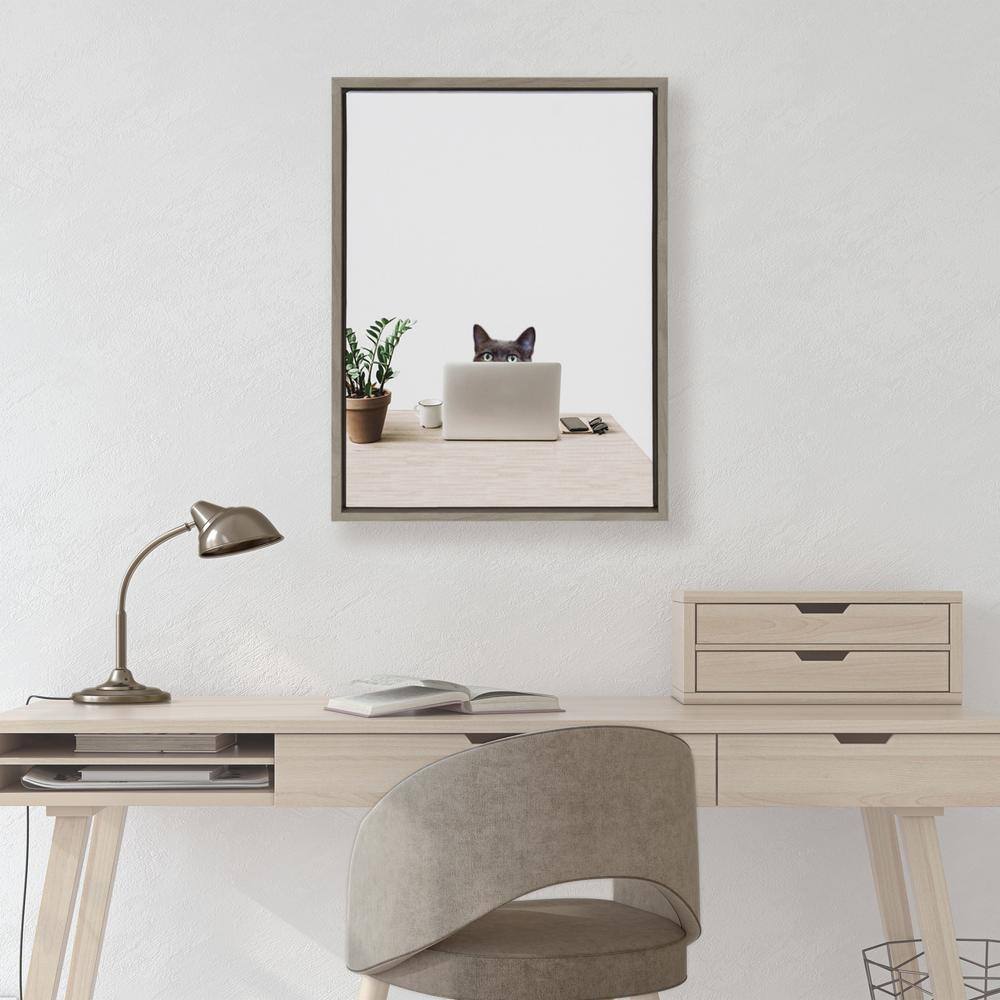 Cherise the Creative Cat Framed Canvas Wall Art, 24x18