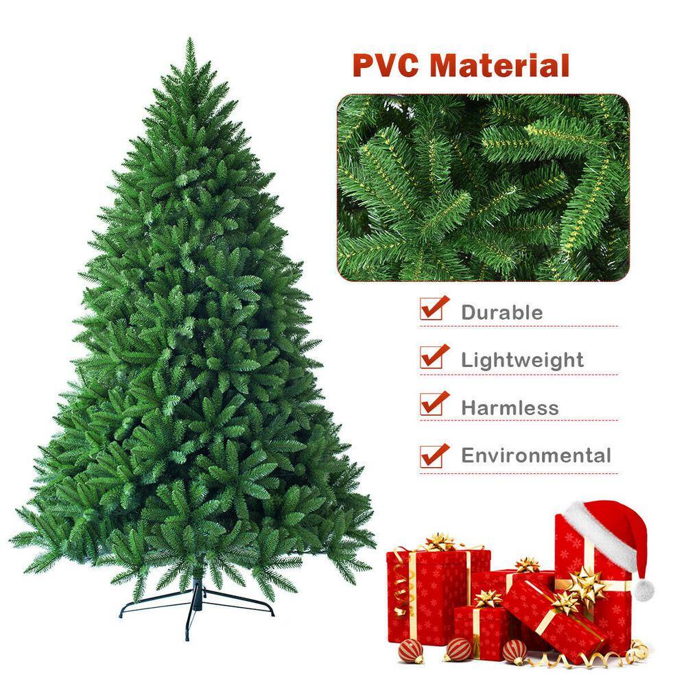 6ft Green PVC Hinged Artificial Christmas Fir Tree with Metal Stand