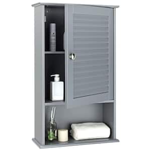 16.5 in. W x 6.5 in. D x 27.5 in. H Grey Wooden Bathroom Wall Cabinet with Adjustable Shelf and Single Door