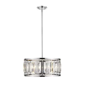 Mersesse 5-Light Chrome Shaded Pendant Light with Chrome and Crystal Shade with No Bulb Included