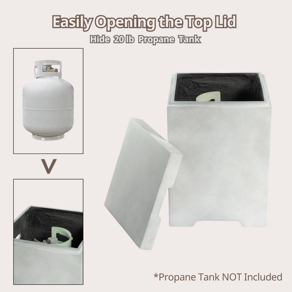 Light Gray Composite Propane Tank Cover Table with Side Handles