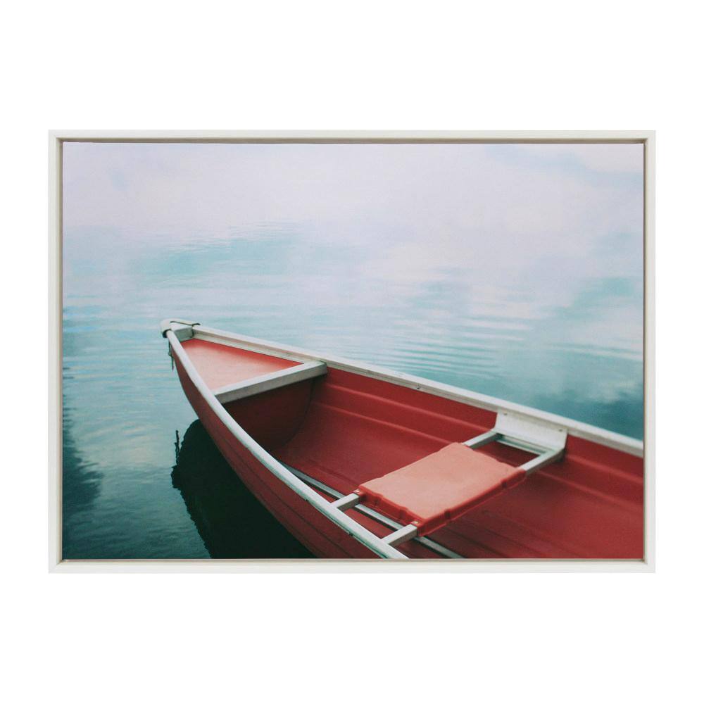 Sylvie Red and White Framed Canvas Landscape Wall Art, 28" x 38"