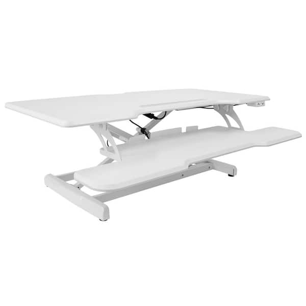mount-it! 38 in. Rectangular White Height Adjustable Electric Standing Desk Converter