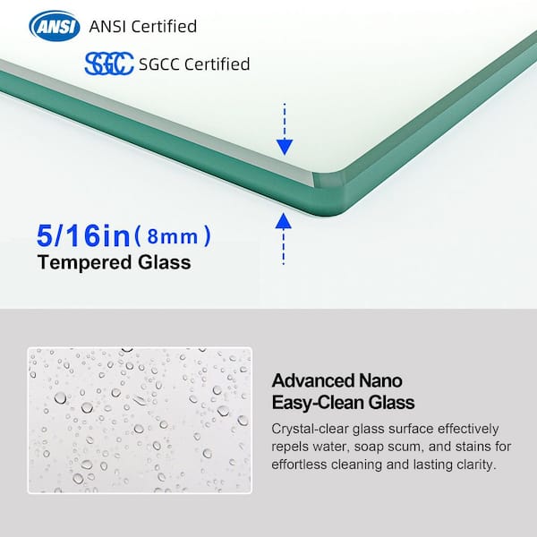 Reversible 56-60 in. W x 75 in. H Semi-Frameless Single Sliding Shower Door in Chrome with Easy-Clean Glass, Towel Bar