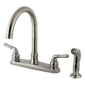 Naples 2-Handle Standard Kitchen Faucet and Sprayer in Brushed Nickel