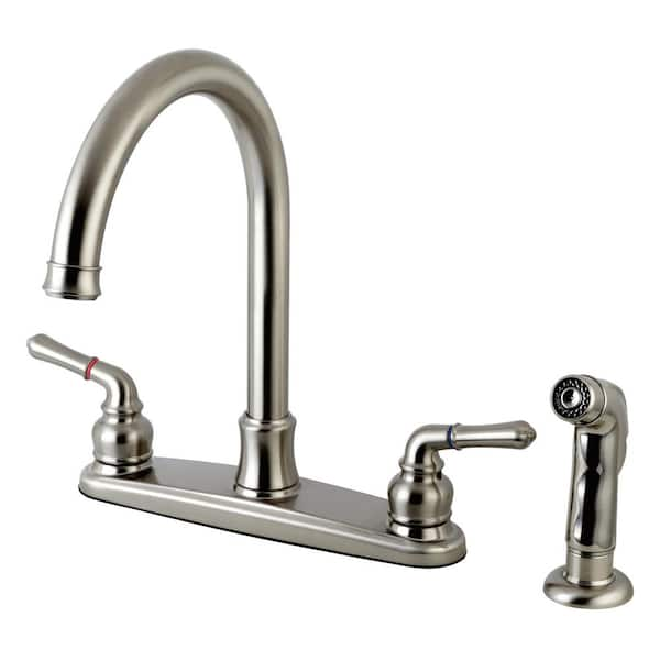 Kingston Brass Naples 2-Handle Standard Kitchen Faucet and Sprayer in ...