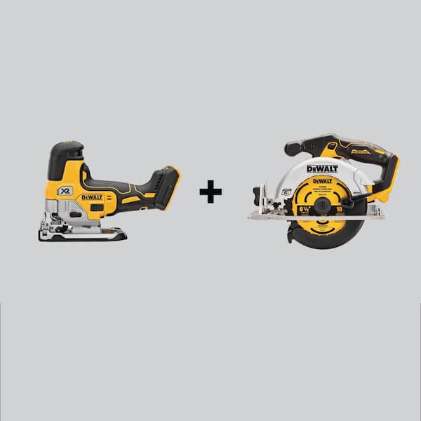 DEWALT 20V MAX XR Cordless Barrel Grip Jigsaw and 20V MAX Cordless Brushless 6-1/2 in. Circular Saw (Tools-Only)