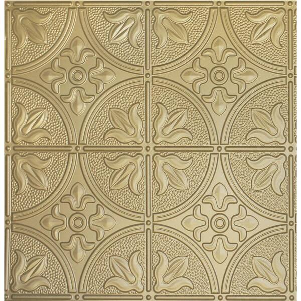 Global Specialty Products Dimensions 2 ft. x 2 ft. Brass Ceiling Tile for Refacing in T-Grid Systems
