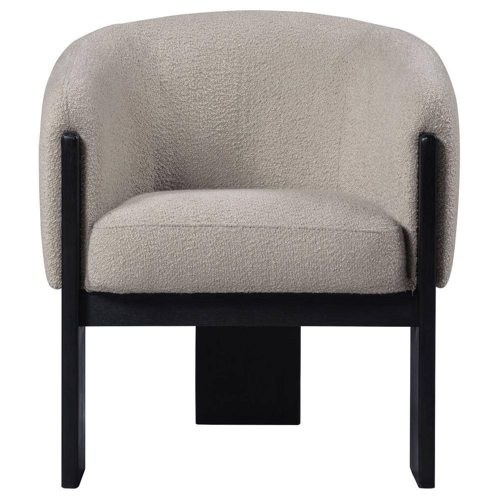 Beige Boucle Upholstered Barrel Back Accent Chair