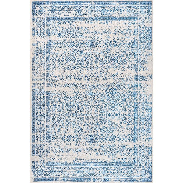 JONATHAN Y Azul Filigree Blue and White Cream/Blue 4 ft. x 6 ft. Area Rug