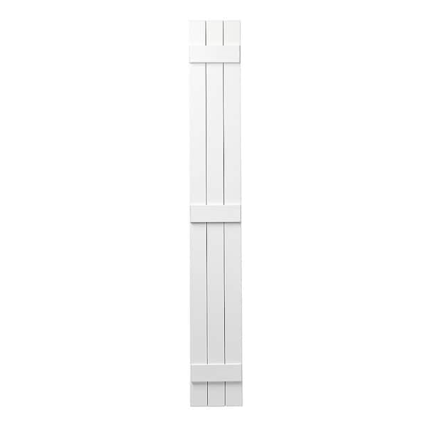 Ply Gem 11 in. x 81 in. Polypropylene Plastic 3-Board Closed Board and Batten Shutters Pair in White