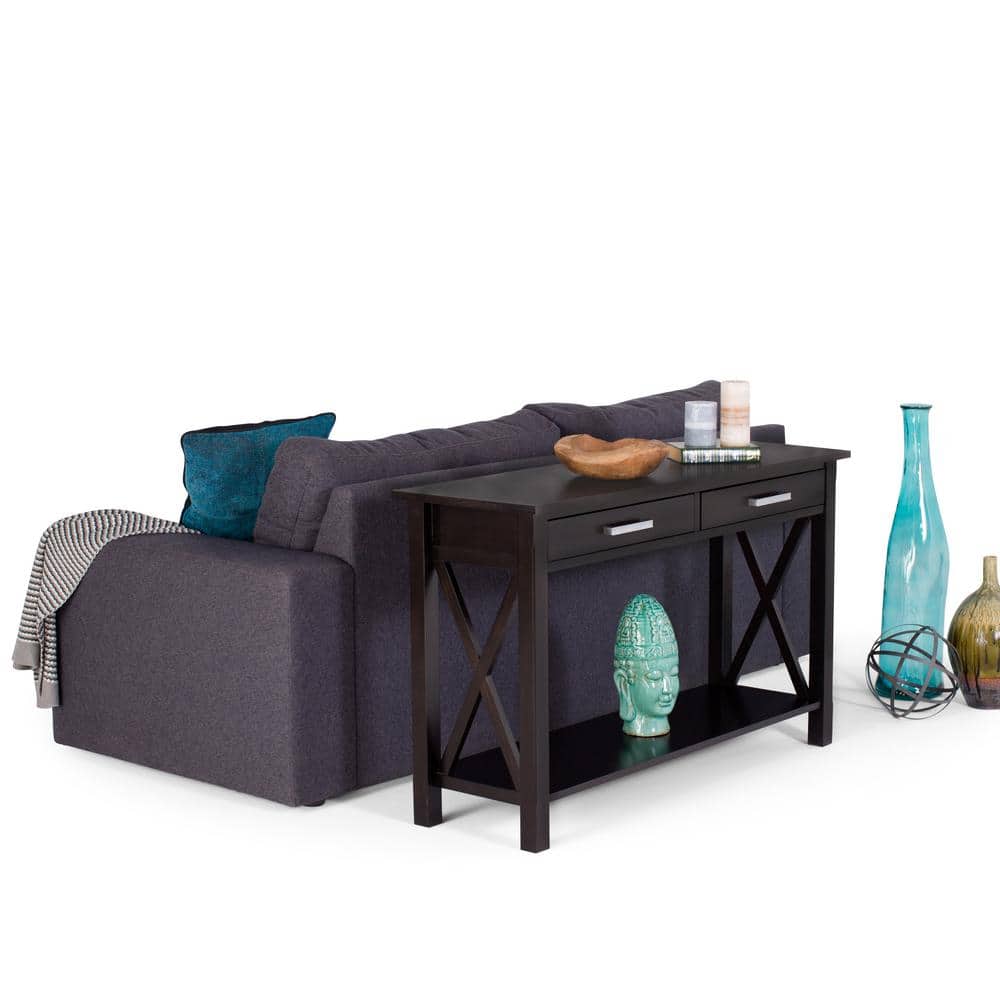 Hickory Brown Solid Wood Console Table with Storage