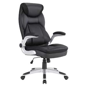 Work Smart Executive Bonded Leather Office Chair In Black with Silver Coated Nylon Base