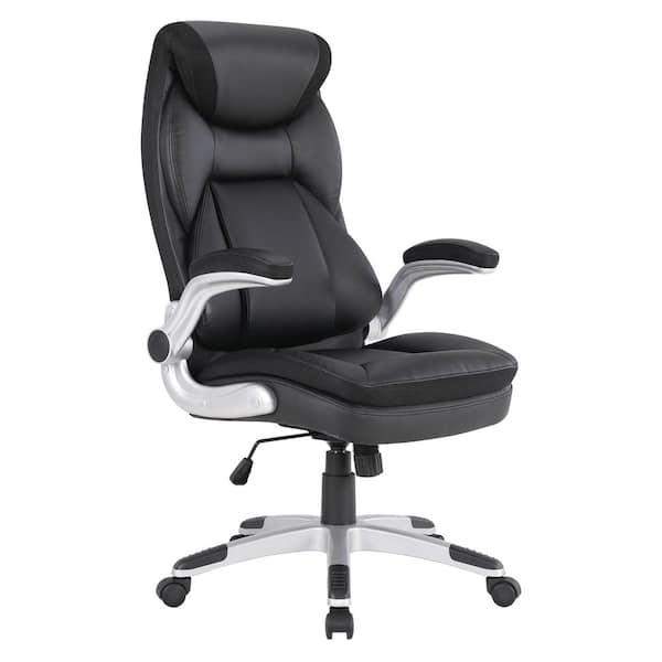 Office Star Products Work Smart Executive Bonded Leather Office Chair In  Black with Silver Coated Nylon Base ECH17056-EC3 - The Home Depot