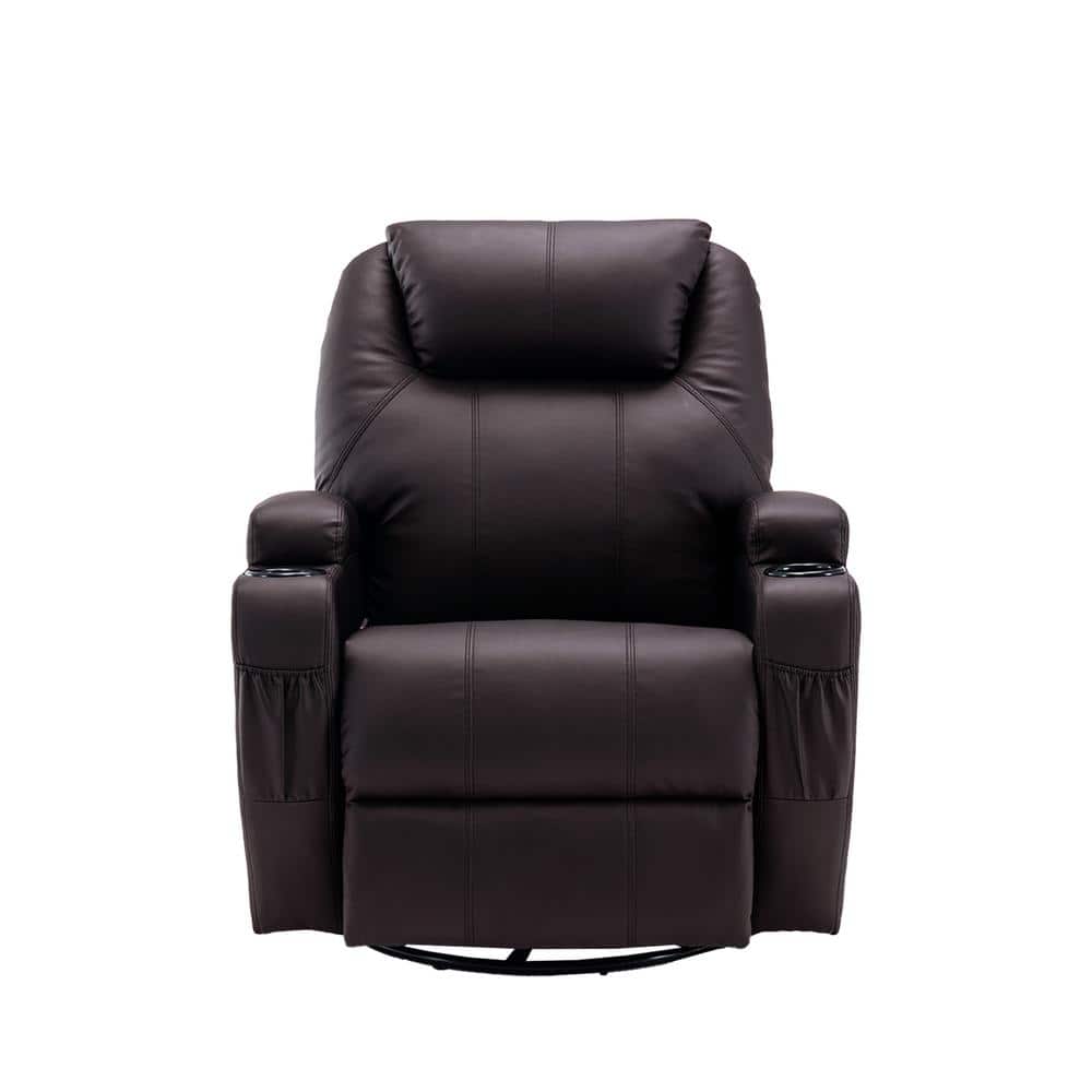 32.5 in. Brown Modern Minimalist Comfortable Faux Leather 1-Seater 8-Point 
