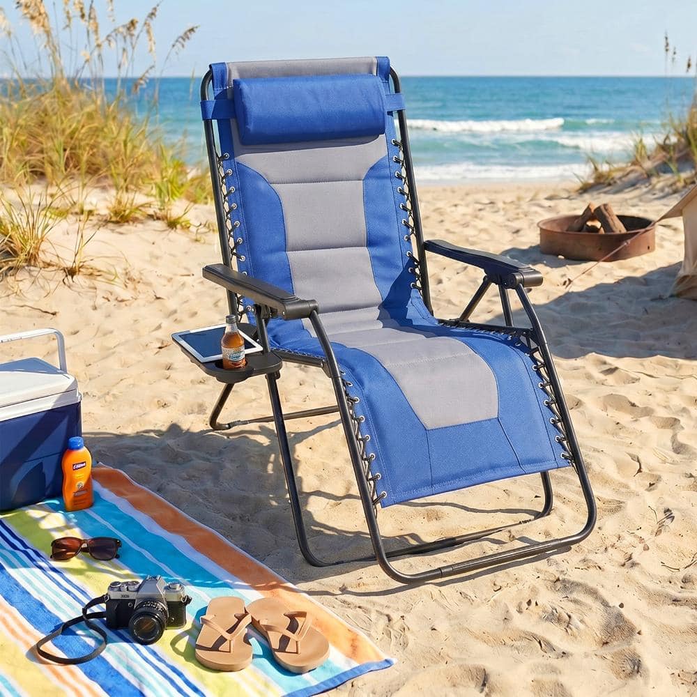 Yangming Blue Grey Metal Folding Zero Gravity Chair 400D Oxford