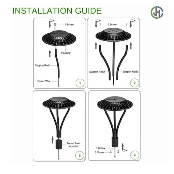 J&H LED 24 in. Black Cast Aluminum Line Voltage Outdoor Weather