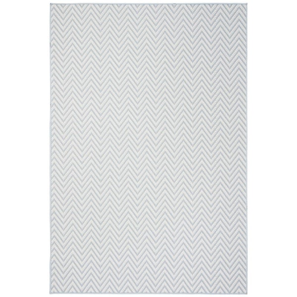 Martha Stewart Gray/Cream 9 ft. x 12 ft. Border Chevron Indoor/Outdoor Patio  Area Rug
