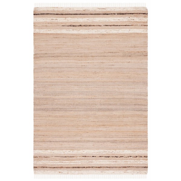 Natura 8 ft. x 10 ft. Natural/Brown Striped Border Area Rug