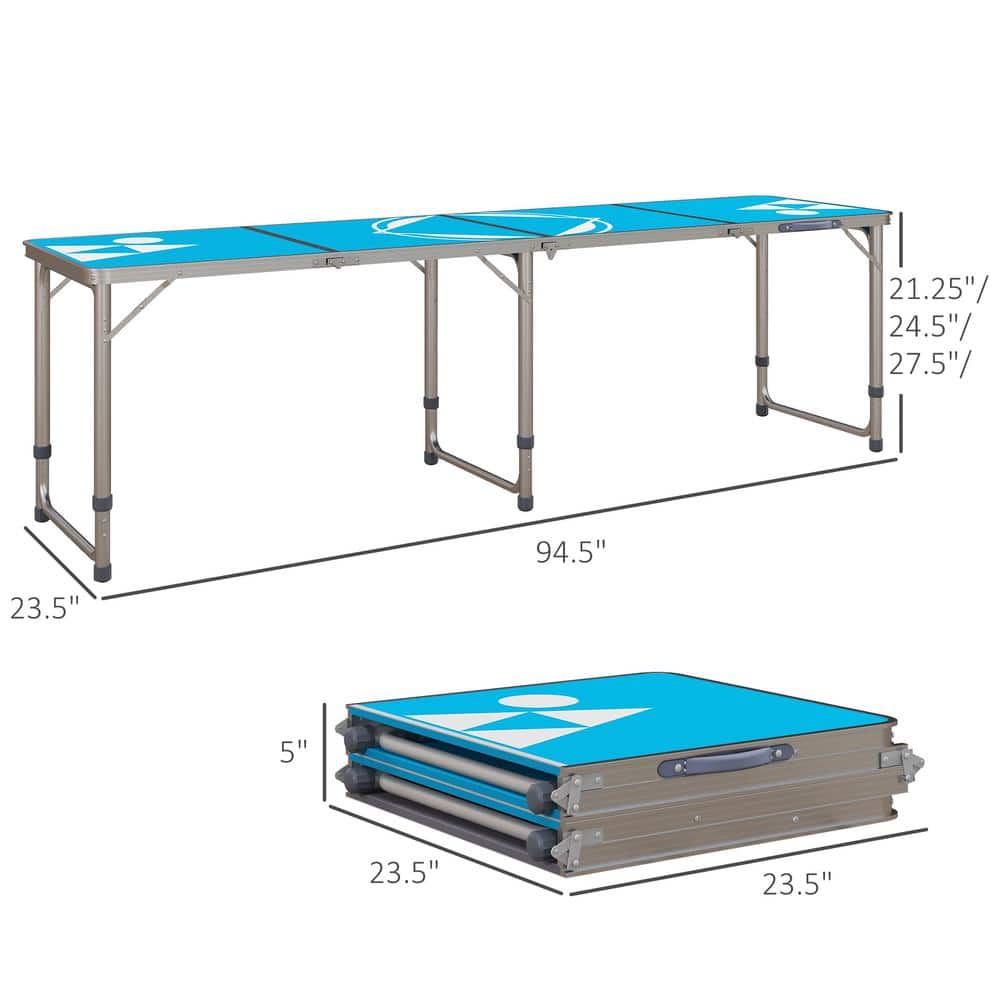 8 ft Blue Aluminum Folding Outdoor Picnic Table