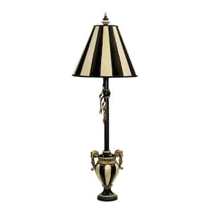 32 in. Black and Antique White Carnival Stripe Table Lamp