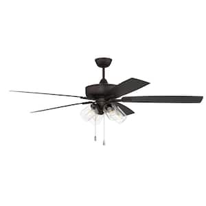 Outdoor Super Pro-104 60 in. Indoor/Outdoor Dual Mount Espresso Ceiling Fan with 4-Light LED Light Kit